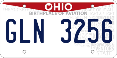 OH license plate GLN3256