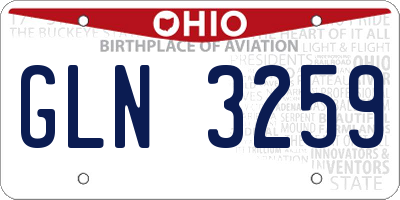 OH license plate GLN3259