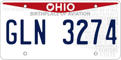 OH license plate GLN3274