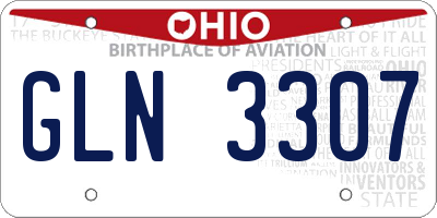 OH license plate GLN3307