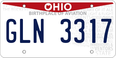 OH license plate GLN3317