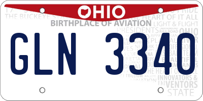 OH license plate GLN3340