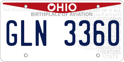 OH license plate GLN3360