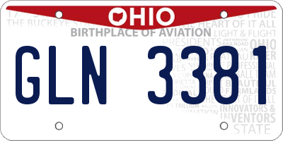 OH license plate GLN3381