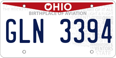 OH license plate GLN3394