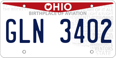 OH license plate GLN3402