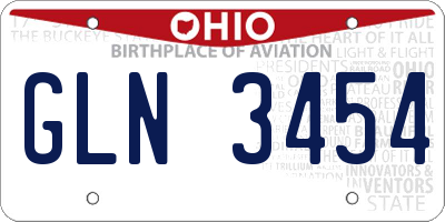 OH license plate GLN3454