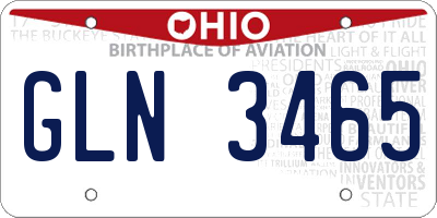 OH license plate GLN3465