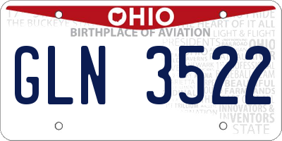 OH license plate GLN3522