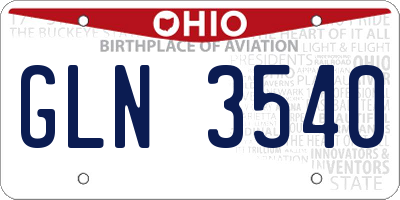 OH license plate GLN3540