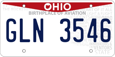 OH license plate GLN3546