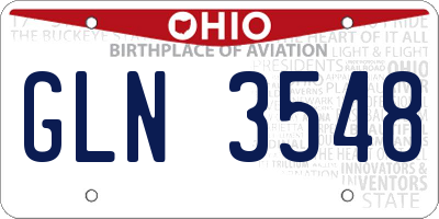 OH license plate GLN3548
