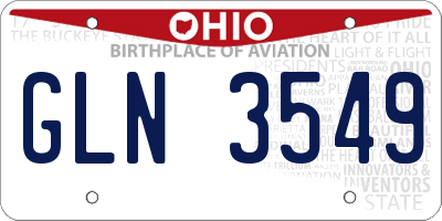 OH license plate GLN3549