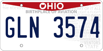 OH license plate GLN3574