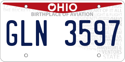 OH license plate GLN3597