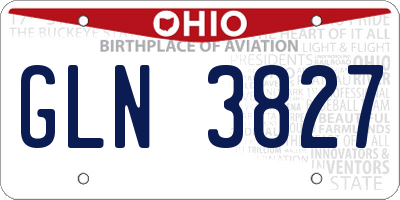 OH license plate GLN3827
