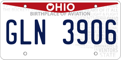 OH license plate GLN3906