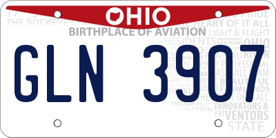 OH license plate GLN3907