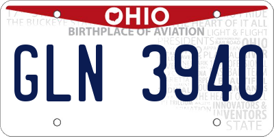 OH license plate GLN3940