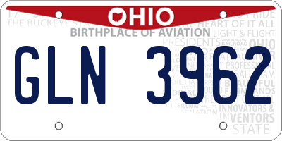 OH license plate GLN3962