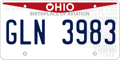 OH license plate GLN3983