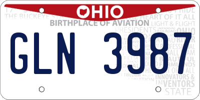 OH license plate GLN3987