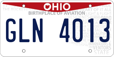 OH license plate GLN4013