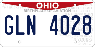OH license plate GLN4028