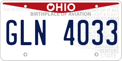OH license plate GLN4033