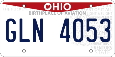 OH license plate GLN4053