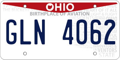 OH license plate GLN4062