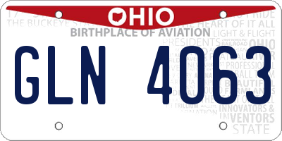 OH license plate GLN4063