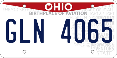 OH license plate GLN4065
