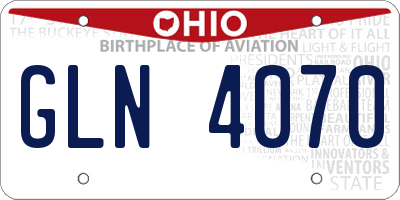 OH license plate GLN4070
