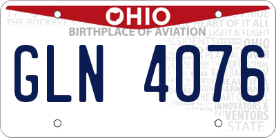 OH license plate GLN4076