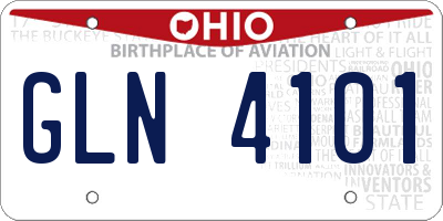 OH license plate GLN4101