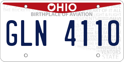 OH license plate GLN4110