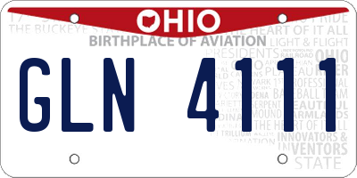 OH license plate GLN4111