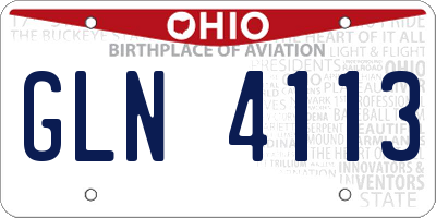OH license plate GLN4113