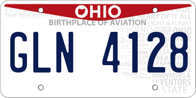 OH license plate GLN4128