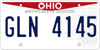 OH license plate GLN4145