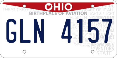 OH license plate GLN4157