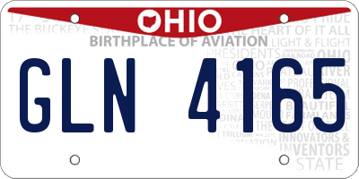OH license plate GLN4165
