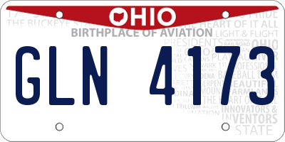 OH license plate GLN4173
