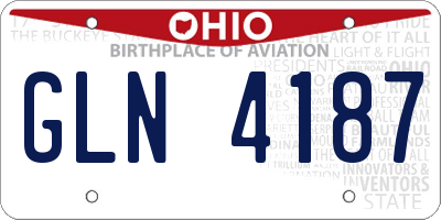 OH license plate GLN4187
