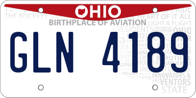 OH license plate GLN4189