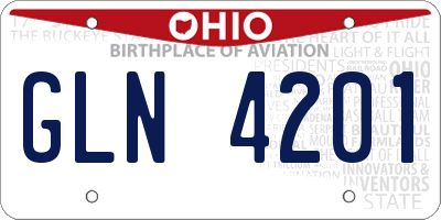 OH license plate GLN4201