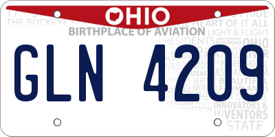 OH license plate GLN4209