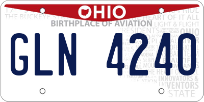 OH license plate GLN4240