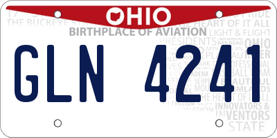 OH license plate GLN4241